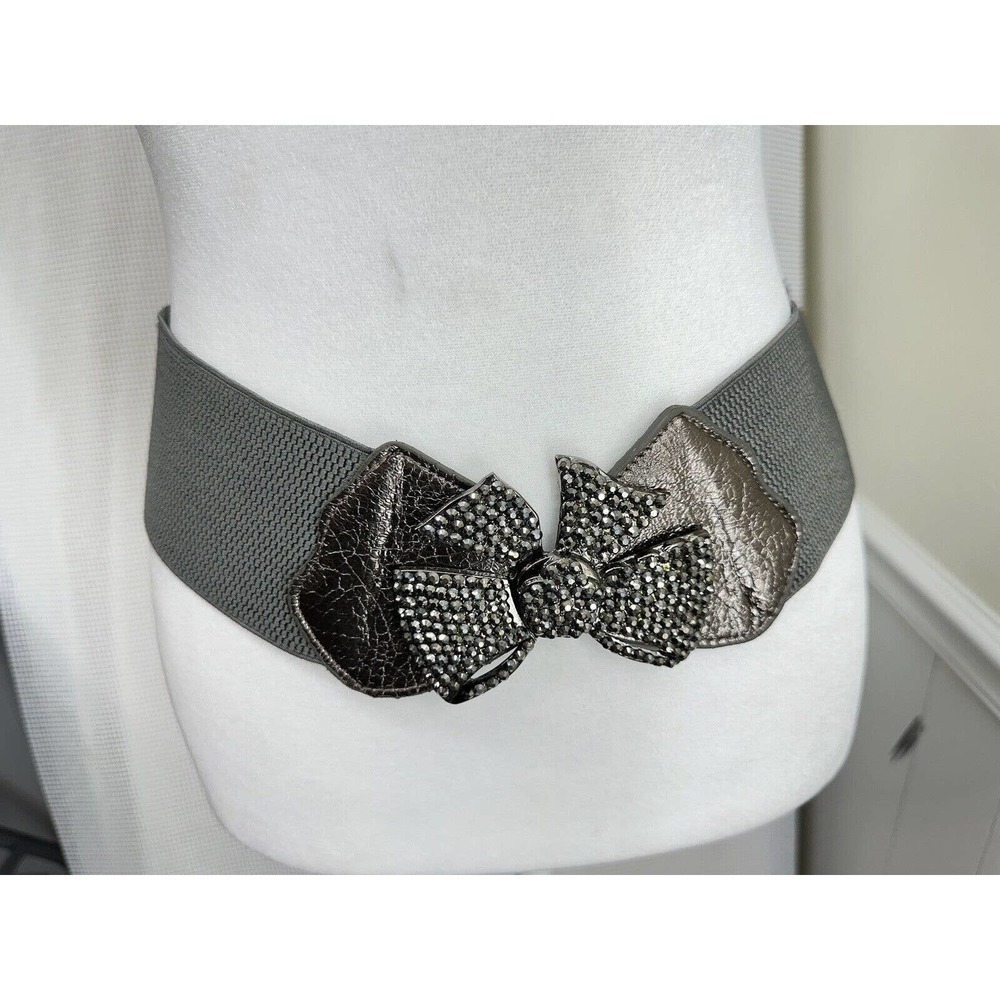 Vintage Bow 80s Beaded Bling Statement‎ Belt Women’s 30in Stretchy